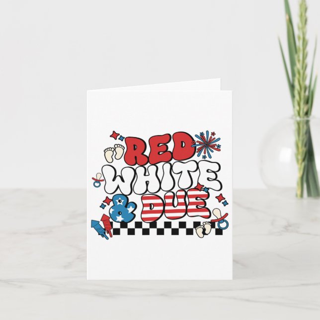 Tarjeta Blanco Rojo Y El 4 De Julio Embarazo Ba (Anverso)