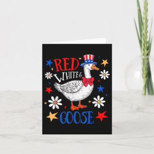 Tarjeta Blanco Rojo Y Ganso El 4 De Julio Patriótico Goose