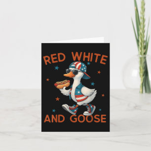 Tarjeta Blanco Rojo Y Goose Gracioso 4 De Julio Patriótico