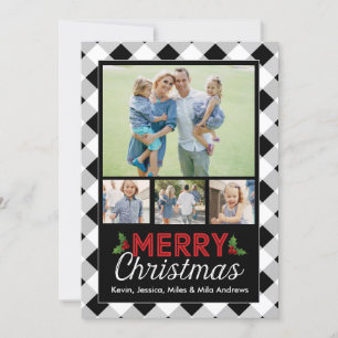 Tarjeta blanco y negro de la foto del navidad de