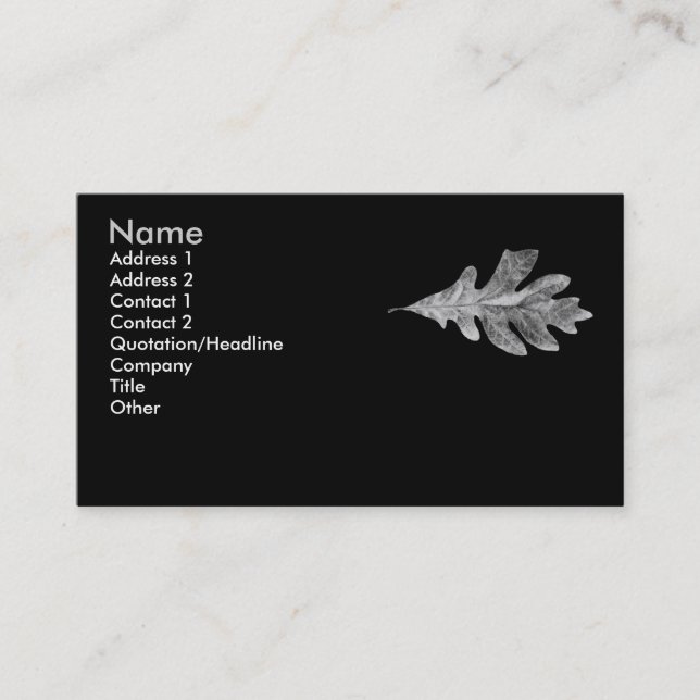 Tarjeta blanco y negro de la hoja del roble (Anverso)