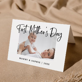 Tarjeta Blanco y negro | Script First Mother's Day Photo