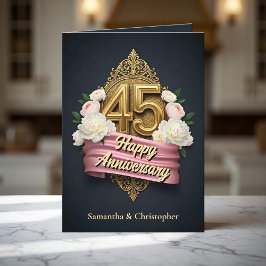 Tarjeta Blandas de rosa y marfil - cuadragésimo quinto ani