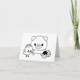 Tarjeta BLANK Cute Piglet and Chick (Pollo)
