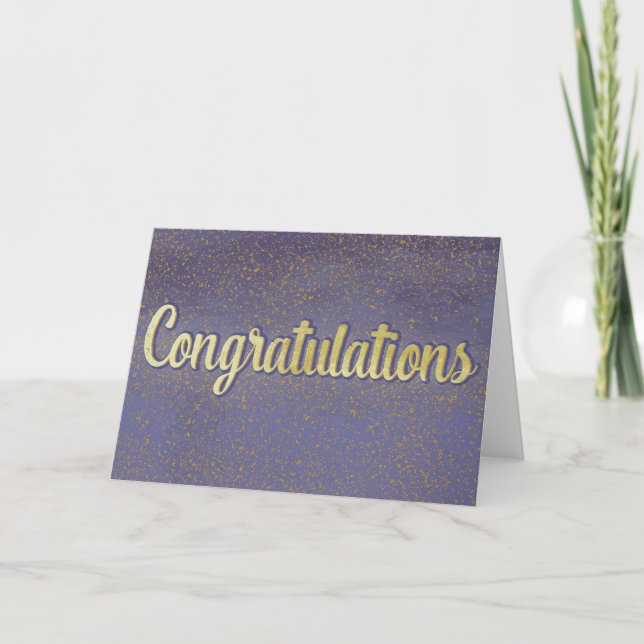 Tarjeta Blank Felicitaciones Azul y Oro (Anverso)