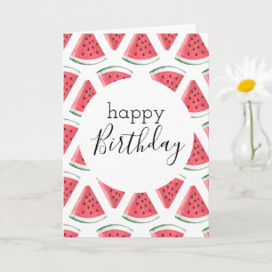 Tarjeta Blank Feliz cumpleaños Watermelon Slice Pattern Pi