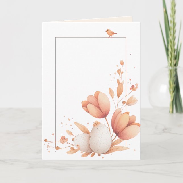 Tarjeta Blank Front Easter Floral Greeting Card (Anverso)