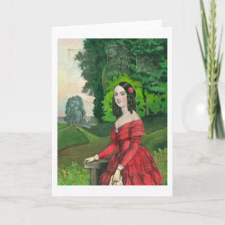 Tarjeta BLank Greeting Card Mujer en el paisaje del vestid