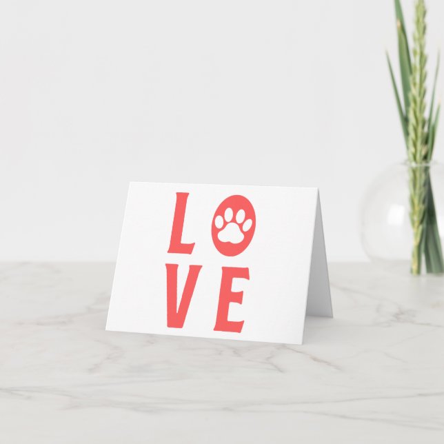Tarjeta BLANK Love with Paw Print (Gatos, Perros,  (Anverso)