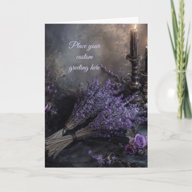 Tarjeta Blank Moody, Elegant Lavender Floral Editable (Anverso)