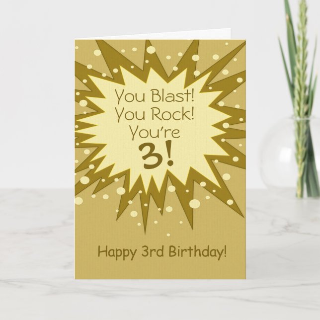 Tarjeta Blast You Rock 3Birthday Greeting Card (Anverso)
