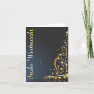 Tarjeta Blaues Weihnachtsmotiv goldenem Weihnachtsbaum