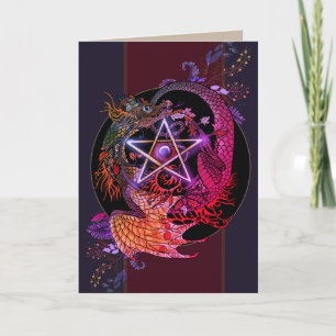 Tarjeta Blessed Be Art Nouveau Pentacle Dragon Card