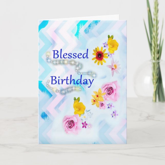 Tarjeta Blessed Birthday Greeting Card (Anverso)