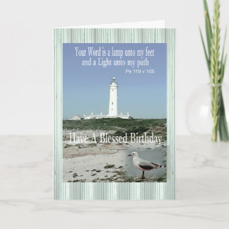 Tarjeta Blessed Birthday Lighthouse Card para cualquiera.