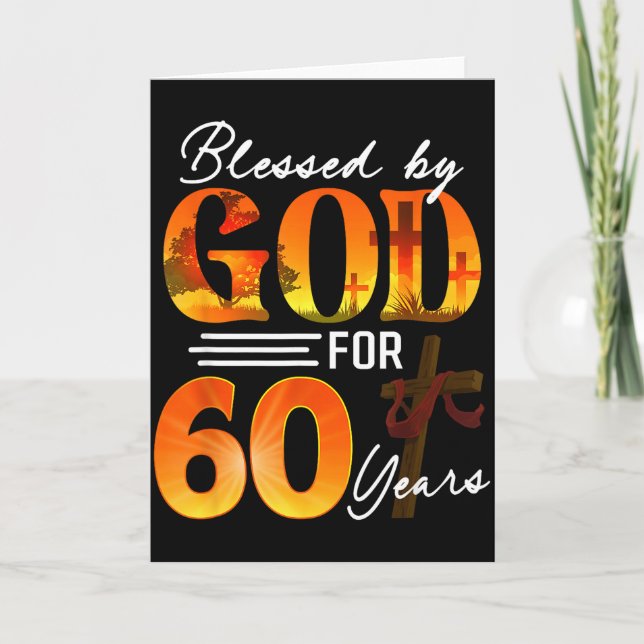 Tarjeta Blessed By God For 60 Years Old Gift 60th Birthday (Anverso)