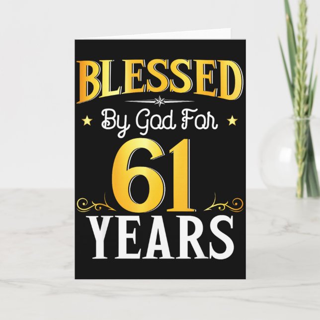 Tarjeta Blessed By God For 61 Years 61th Birthday Men Wome (Anverso)