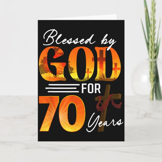 Tarjeta Blessed By God For 70 Years Old Gift 70th Birthday (Anverso)