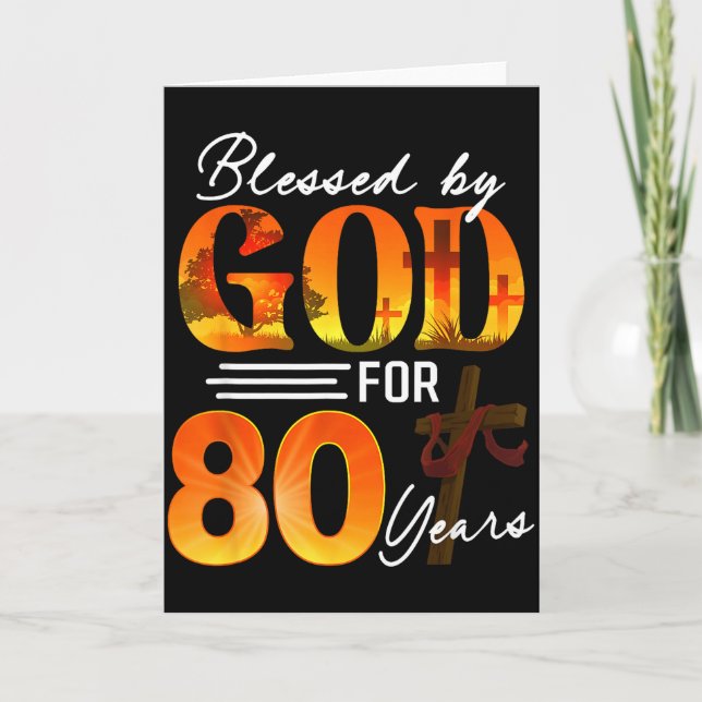 Tarjeta Blessed By God For 80 Years Old Gift 80th Birthday (Anverso)