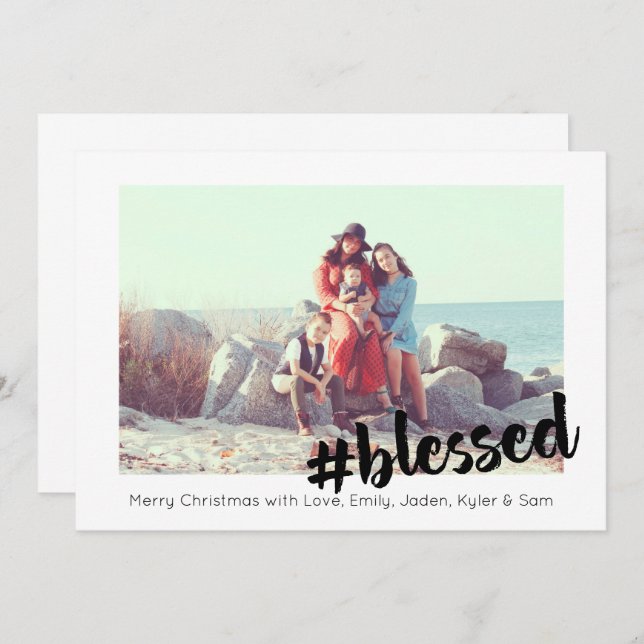 Tarjeta Blessed Christmas Photo Card (Anverso / Reverso)