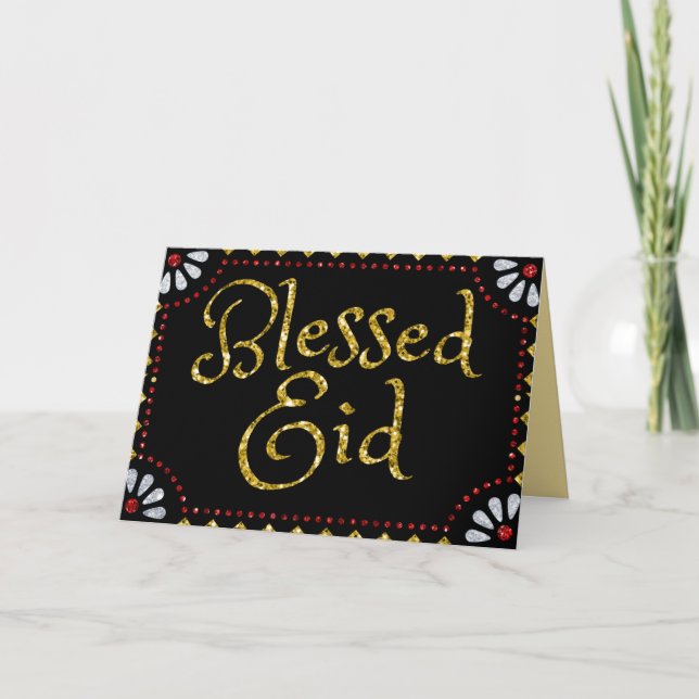 Tarjeta Blessed Eid Purpurina Greeting Card (Anverso)