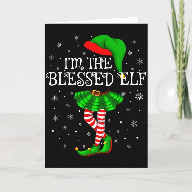 Tarjeta Blessed Elf Christmas Matching Family Women Girls  (Anverso)