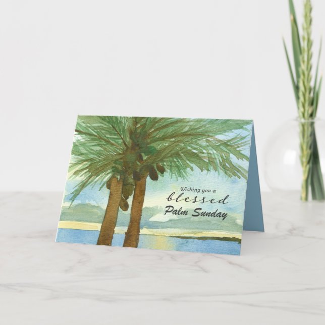 Tarjeta Blessed Palm Sunday Tropical Tree Hosanna (Anverso)