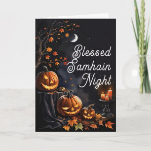Tarjeta Blessed Samhain Night Halloween Pumpkins fall