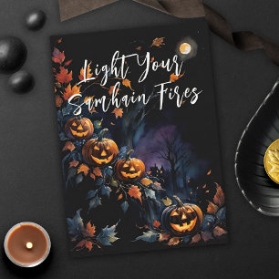 Tarjeta Blessed Samhain Night Halloween Pumpkins fall