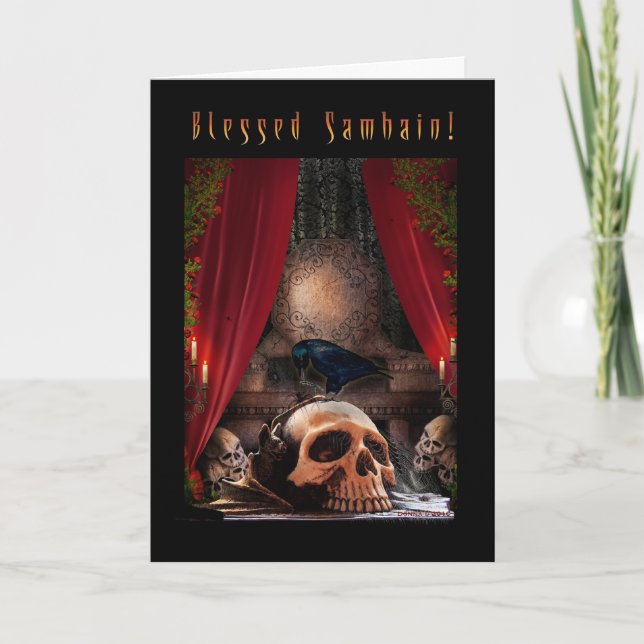 Tarjeta Blessed Samhain — Ravens Den (Anverso)