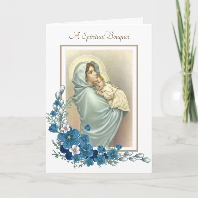 Tarjeta Blessed Virgin Mary Spiritual Bouquet Prayers (Anverso)
