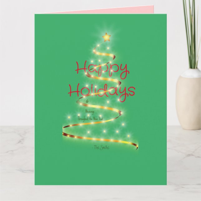 Tarjeta Blessings Happy Holidays Folding Card (Anverso)