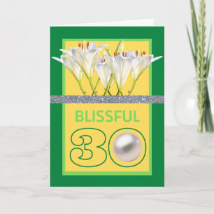 Tarjeta Blissful 30 Aniversario de la Perla Lilies Blancos