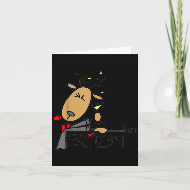 Tarjeta Blitzen Christmas Funny Reindeer  (Anverso)