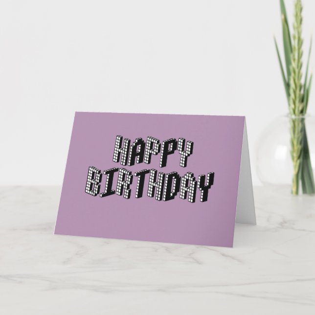 Tarjeta Blocks Happy Birthday (Lavender) (Anverso)