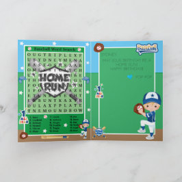 Tarjeta Blonde Boys Béisbol Word Search Happy Birday