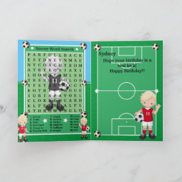 Tarjeta Blonde Boys Soccer Word Search Feliz cumpleaños