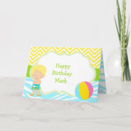 Tarjeta Blonde Hair Boy Pool Fiesta Bash Fiesta