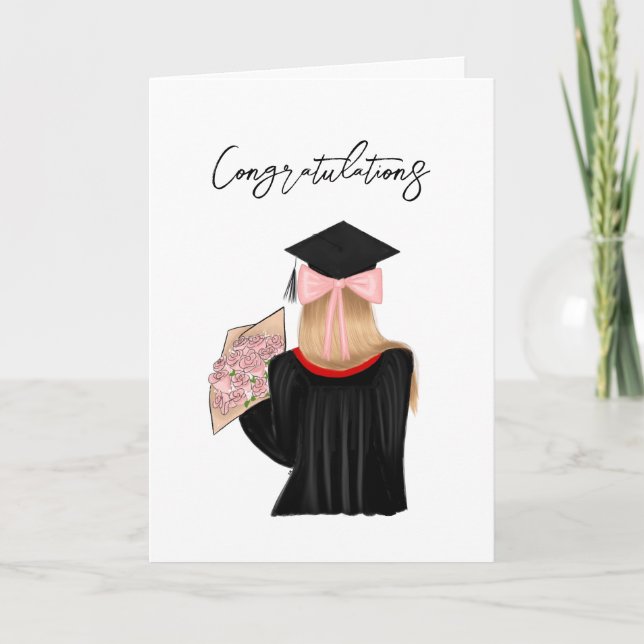 Tarjeta Blonde Hair Coquette Graduate Felicitaciones (Anverso)