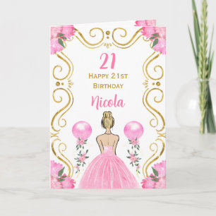 Tarjeta Blonde Princesa Rosa Feliz cumpleaños