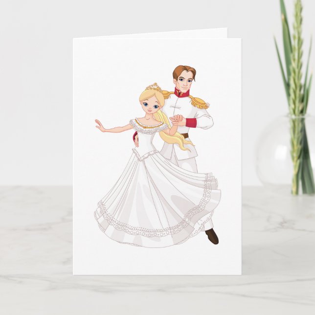 Tarjeta Blonde Princess and Charming Prince Fairytale (Anverso)
