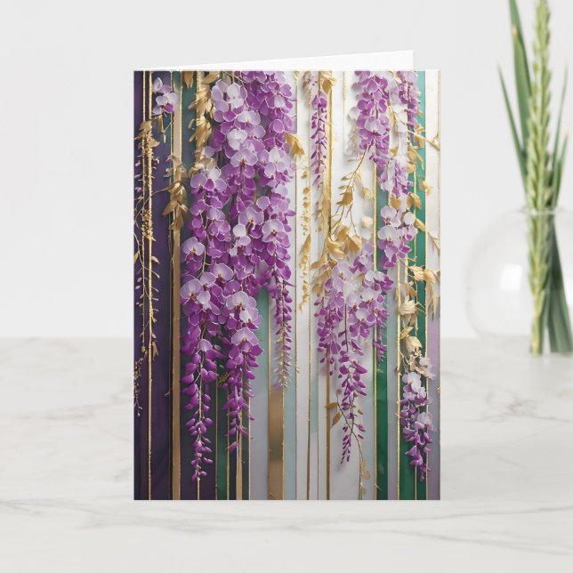 Tarjeta Blooming Wallpaper Violet Gold Wisteria (Anverso)