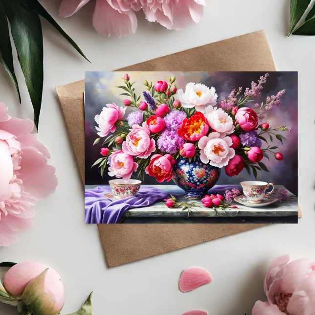 Tarjeta Blooms de Peonies, Día de las Madres Bouquet Orien (A lovely Mother's day card that can be used for many other occasions. )