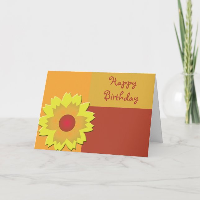 Tarjeta Bloque de colores de girasol Feliz cumpleaños (Anverso)