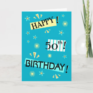 Tarjeta Bloque de colores divertidos Feliz 50 cumpleaños T