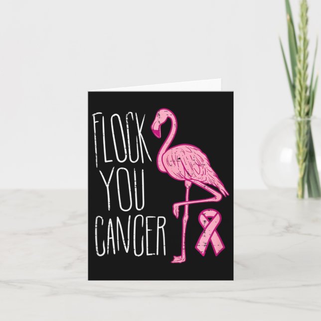 Tarjeta Bloqueo de cáncer de mama Flamingo Cinta rosa Cons (Anverso)