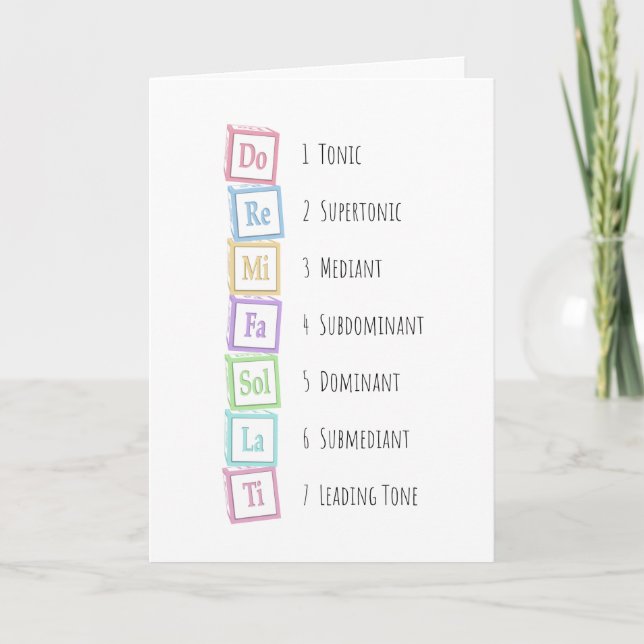 Tarjeta Bloques de bebé de solfeo de tonos de la escala mu (Anverso)