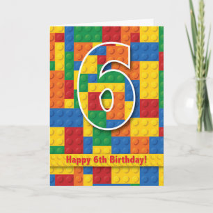 Tarjeta Bloques Felices 6º cumpleaños