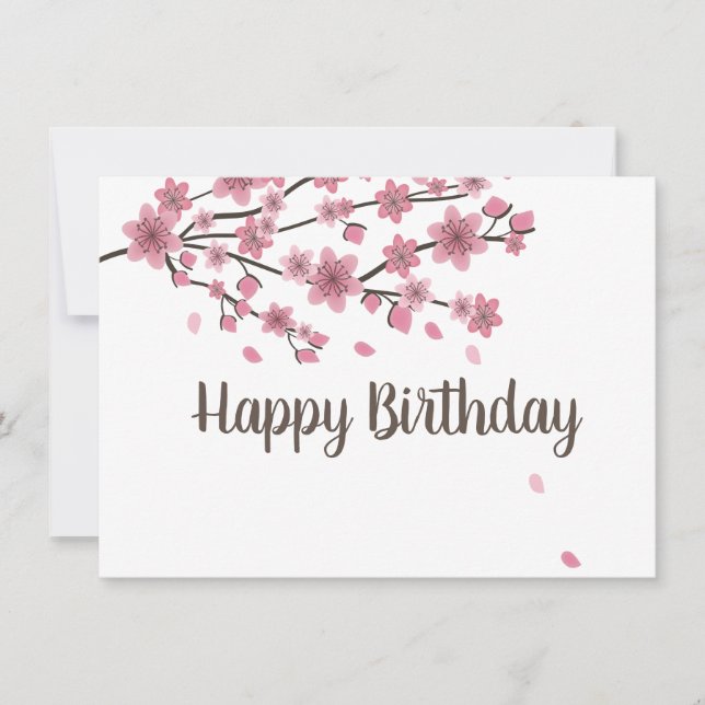 Tarjeta Blossom de cerezo botánico Petals en caída Ombré A (Anverso)