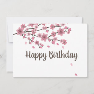Tarjeta Blossom de cerezo botánico Petals en caída Ombré A
